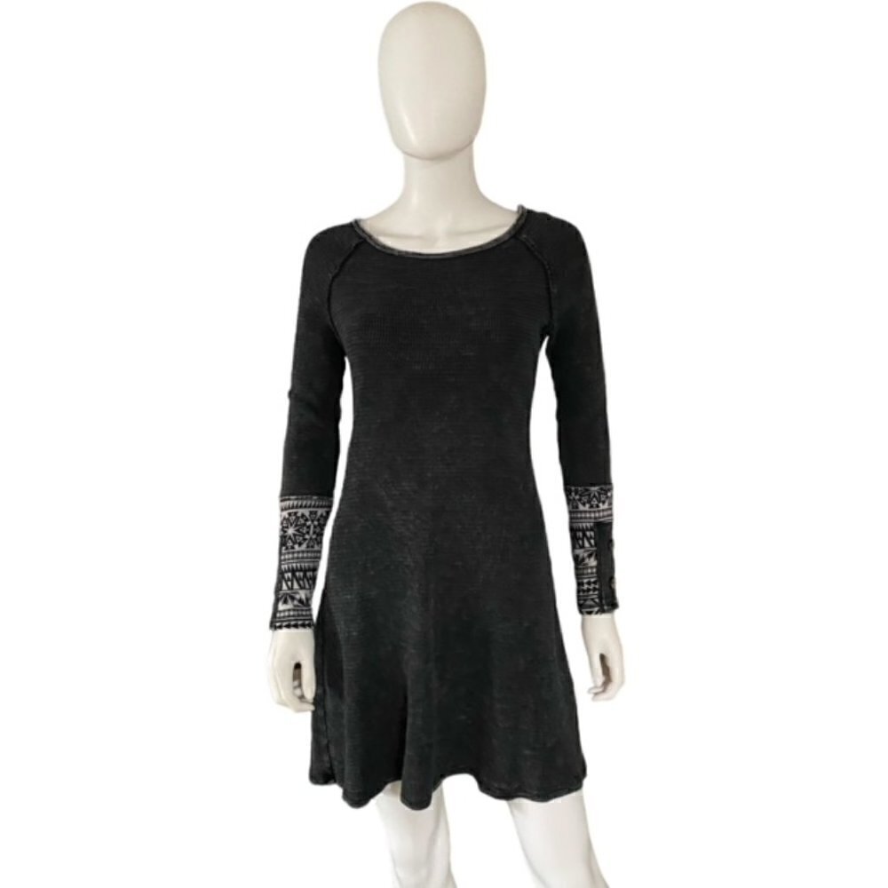 ABLE Grey Thermal Knit Long Sleeve Dress Small